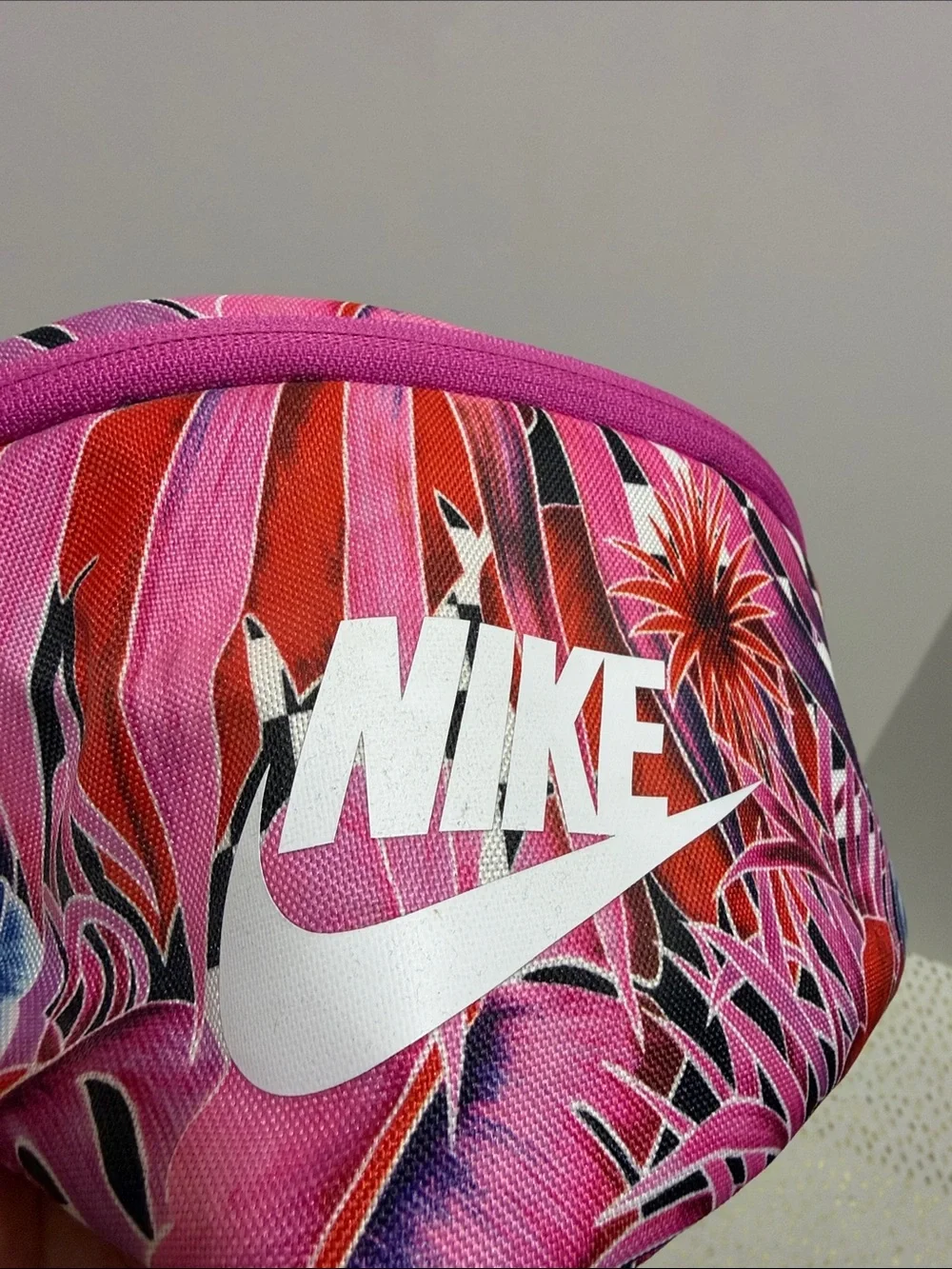 Nike Pink Floral Fanny Pack with Black Strap